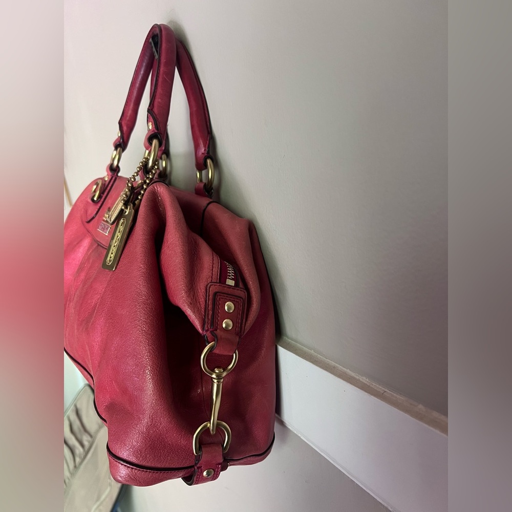 Coach Pink Leather Satchel with Gold Hardware - Picture 4 of 8
